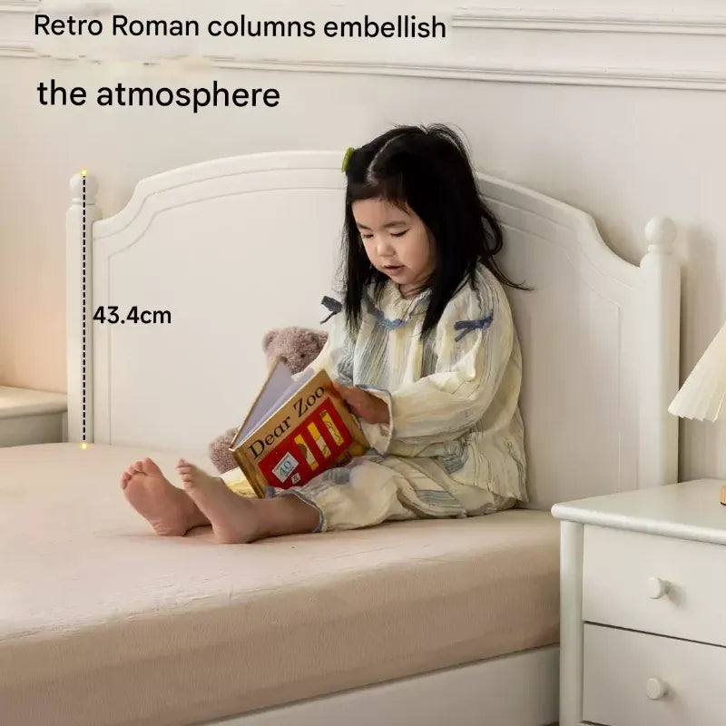 Rubber Wood  Children's Bed American Cream Style.