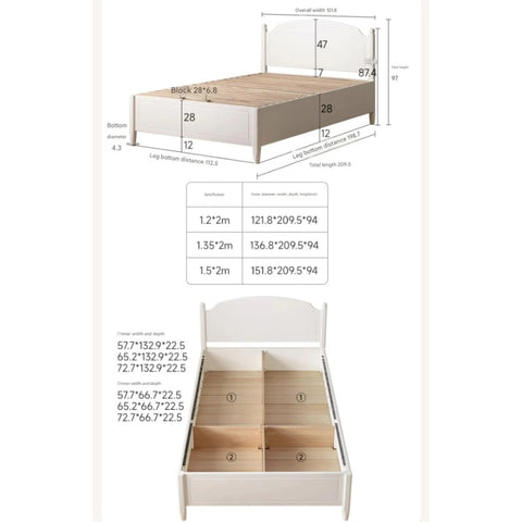 Rubber Wood  Children's Bed American Cream Style.