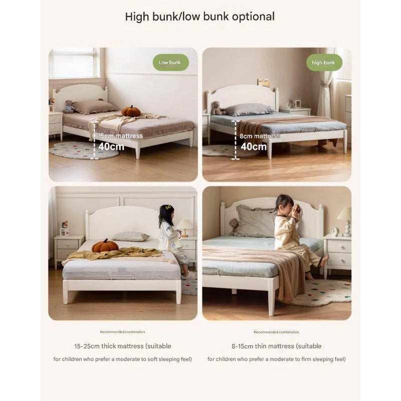 Rubber Wood  Children's Bed American Cream Style.