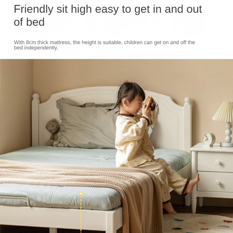 Rubber Wood  Children's Bed American Cream Style.