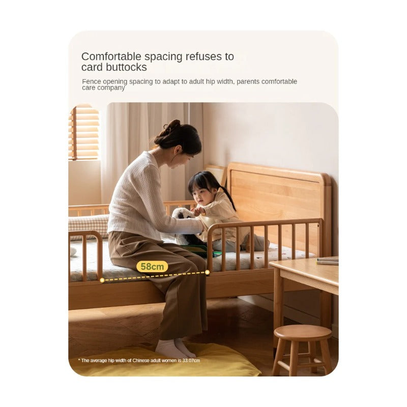Beech solid wood children's bed with guardrail spliced bed<