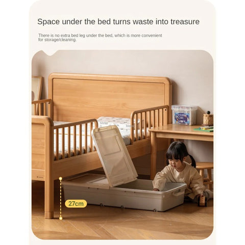 Beech solid wood children's bed with guardrail spliced bed<
