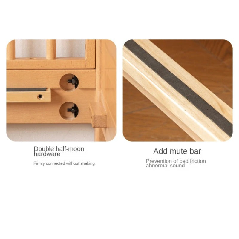 Beech solid wood children's bed with guardrail spliced bed<
