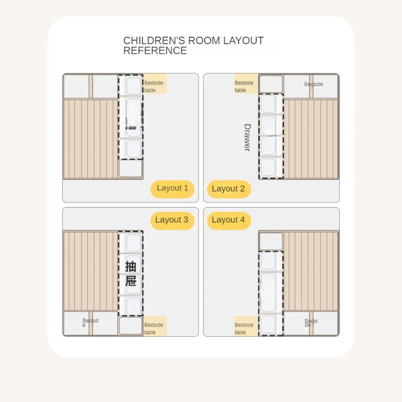 Rubberwood, Oak Solid Wood Children's Box Platform Bed, Headboard-Free Bed