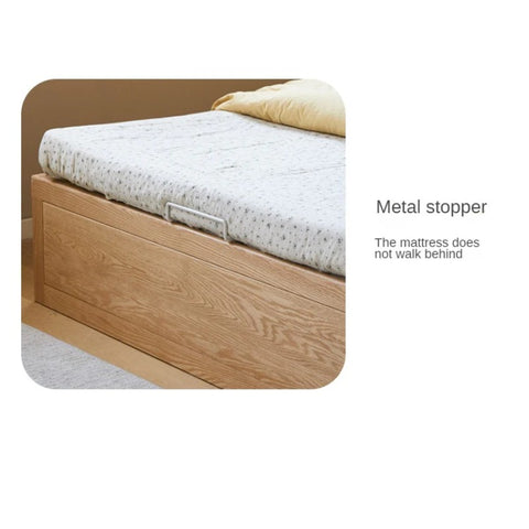 Rubberwood, Oak Solid Wood Children's Box Platform Bed, Headboard-Free Bed