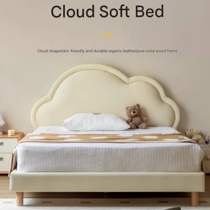 Сream style Organic Leather kid's Cloud Bed<