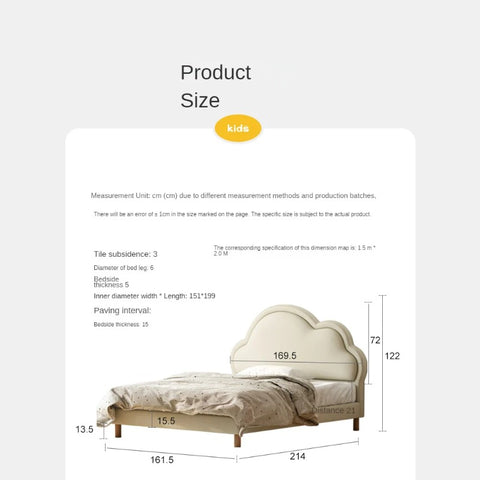 Сream style Organic Leather kid's Cloud Bed<