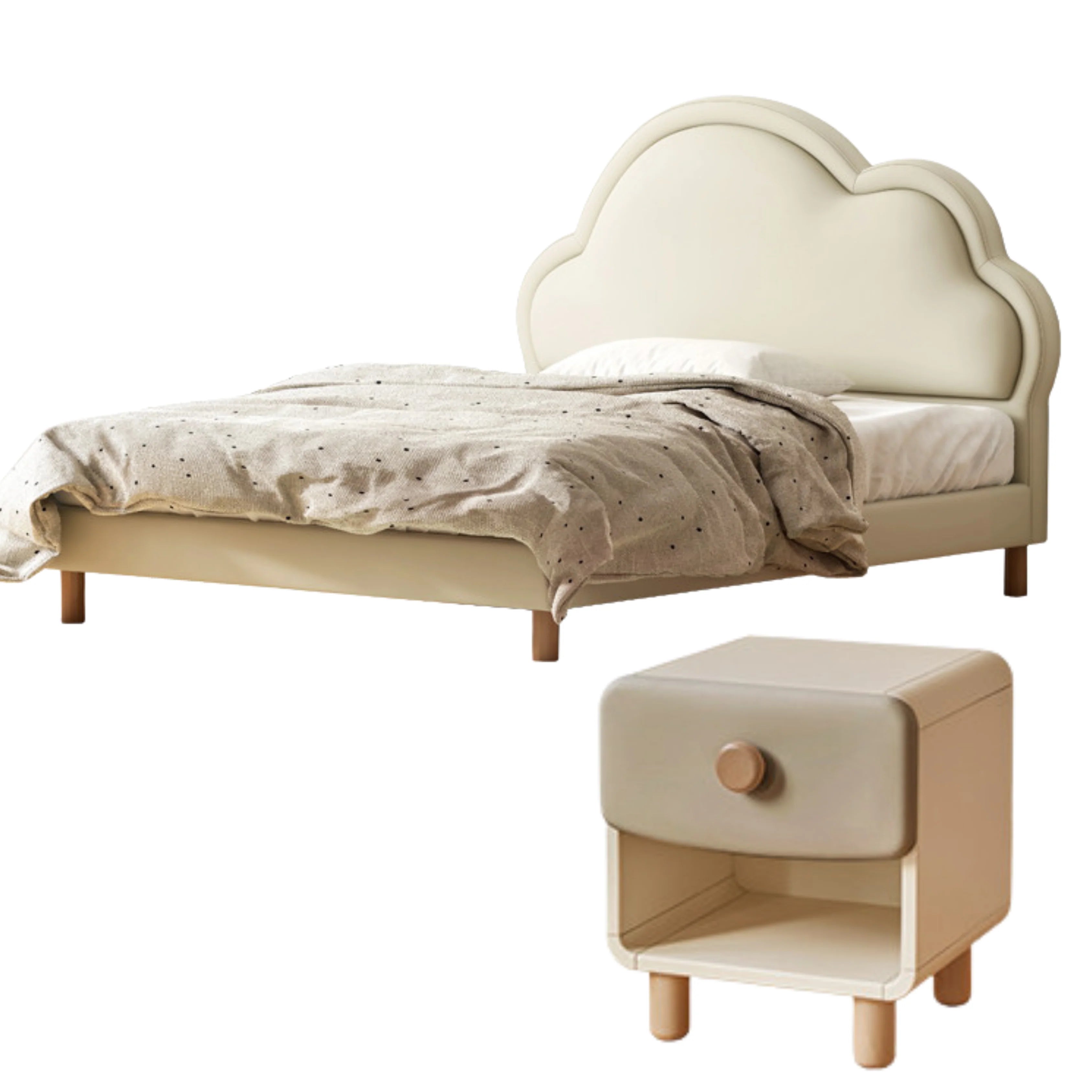 Сream style Organic Leather kid's Cloud Bed<