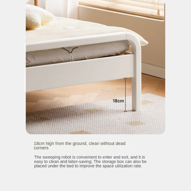 Rubber wood, Poplar Solid Wood Children's Bed Cream Soft Bag Headboard<