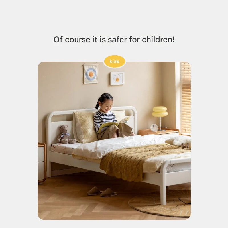 Rubber wood, Poplar Solid Wood Children's Bed Cream Soft Bag Headboard<