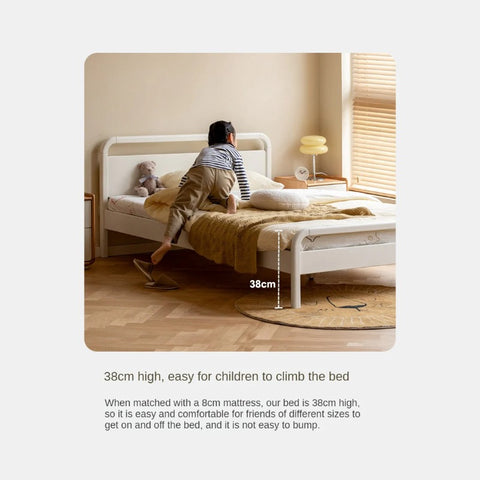 Rubber wood, Poplar Solid Wood Children's Bed Cream Soft Bag Headboard<