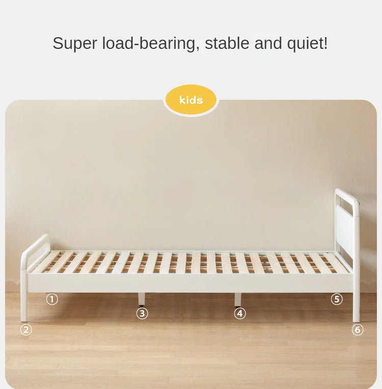 Rubber wood, Poplar Solid Wood Children's Bed Cream Soft Bag Headboard<