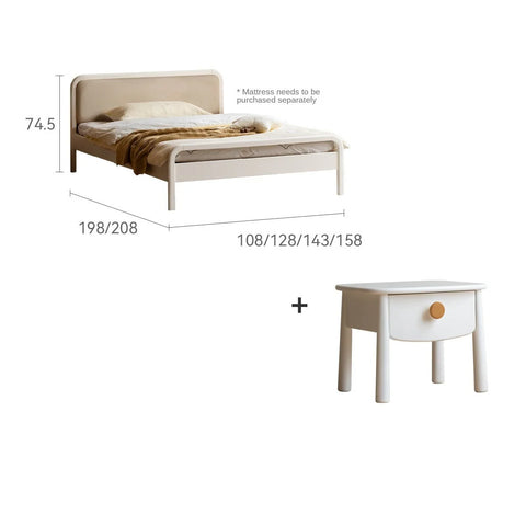 Rubber wood, Poplar Solid Wood Children's Bed Cream Soft Bag Headboard<