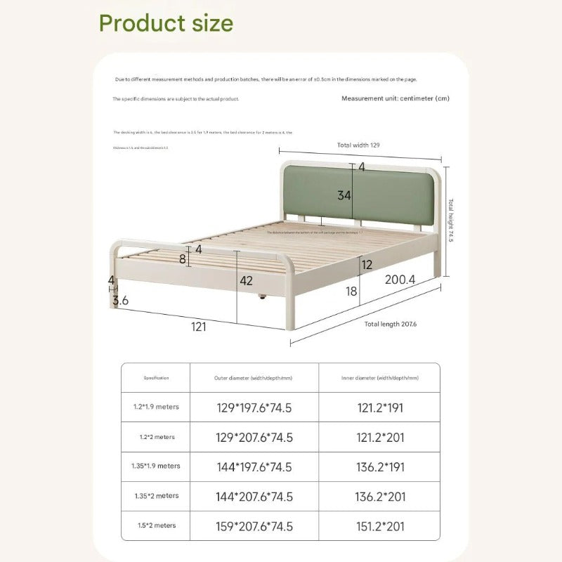 Rubber wood, Poplar Solid Wood Children's Bed Cream Soft Bag Headboard<