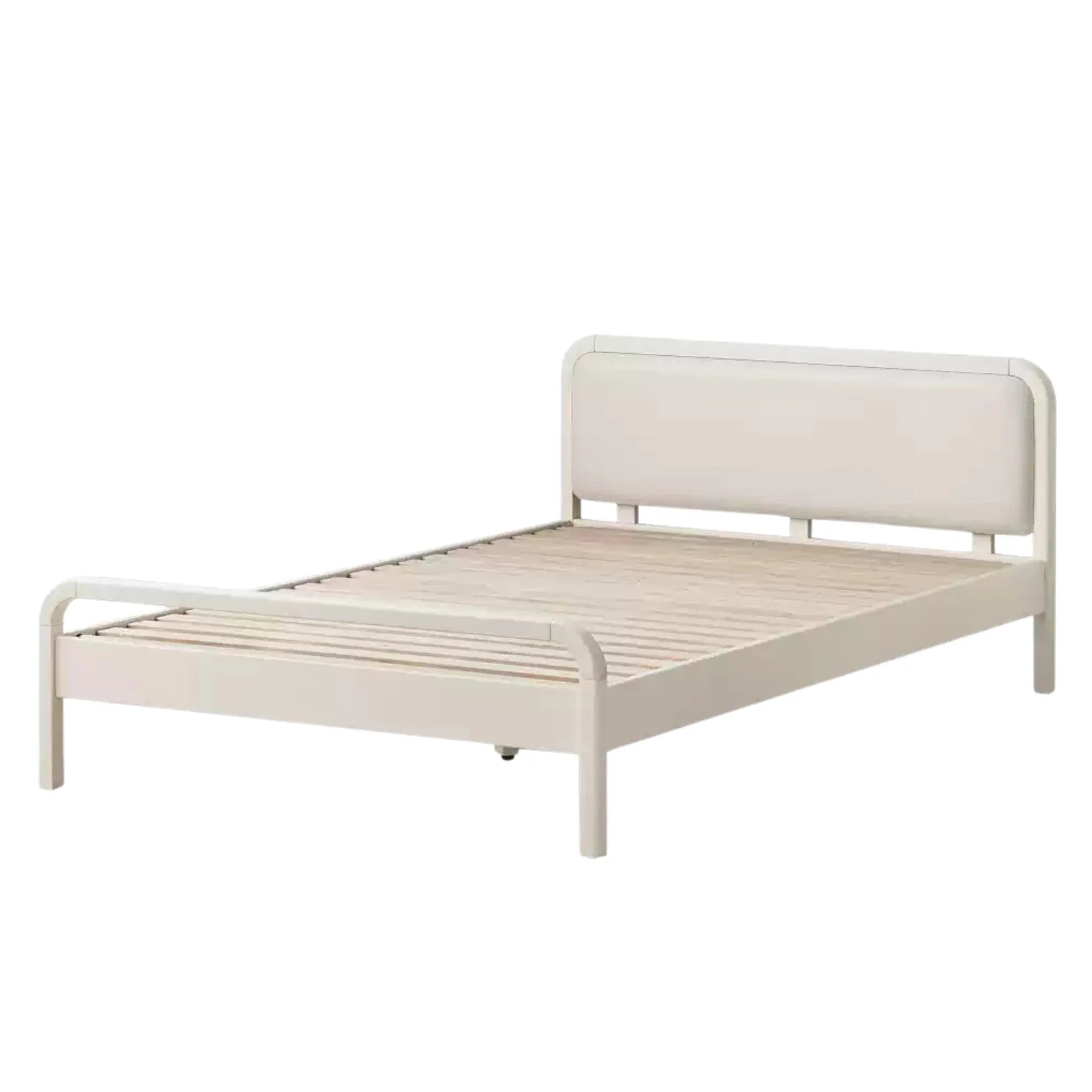 Rubber wood, Poplar Solid Wood Children's Bed Cream Soft Bag Headboard<