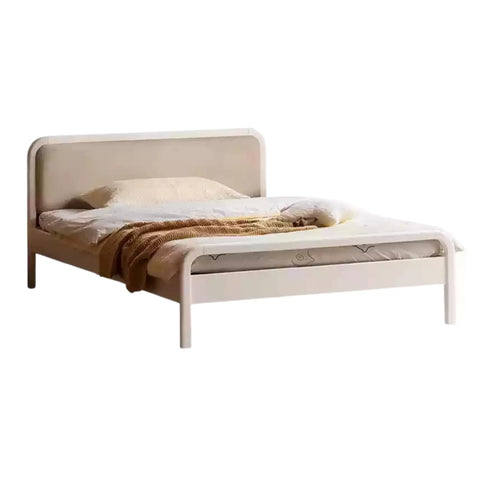 Rubber wood, Poplar Solid Wood Children's Bed Cream Soft Bag Headboard<