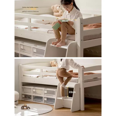 Oak solid wood single with guardrail bed