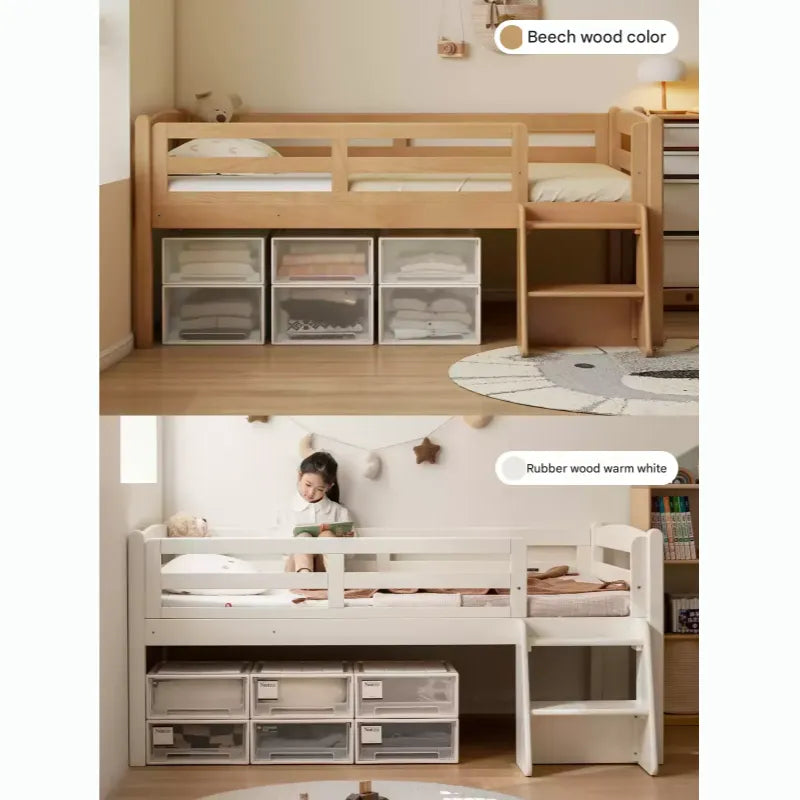 Oak solid wood single with guardrail bed