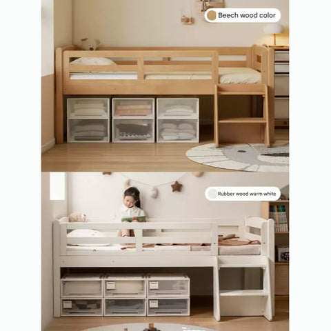 Oak solid wood single with guardrail bed