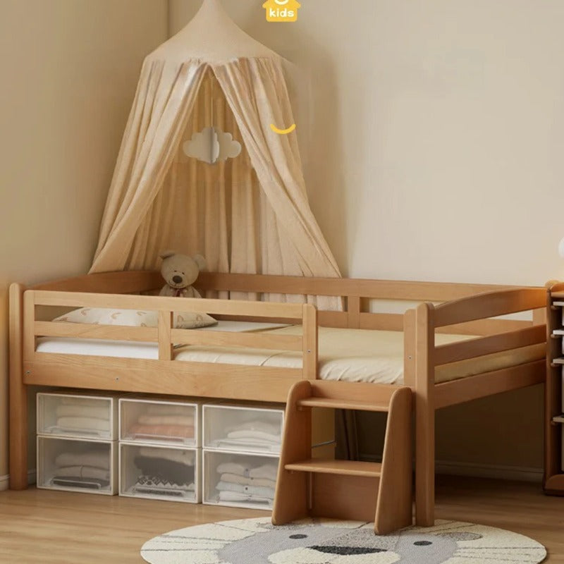 Oak solid wood single with guardrail bed