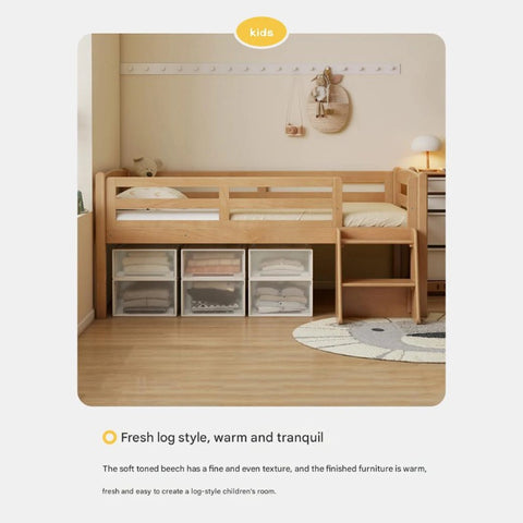 Oak solid wood single with guardrail bed