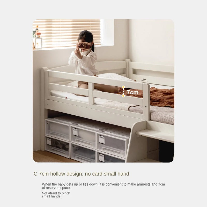 Oak solid wood single with guardrail bed