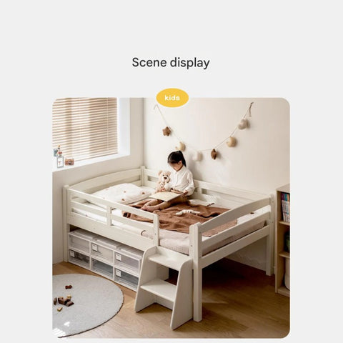 Oak solid wood single with guardrail bed