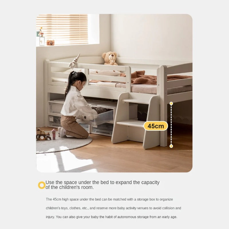 Oak solid wood single with guardrail bed