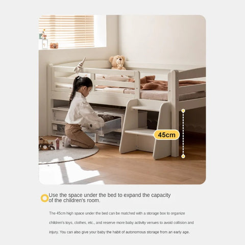 Oak solid wood single with guardrail bed