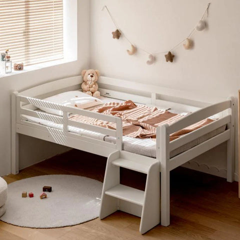 Oak solid wood single with guardrail bed