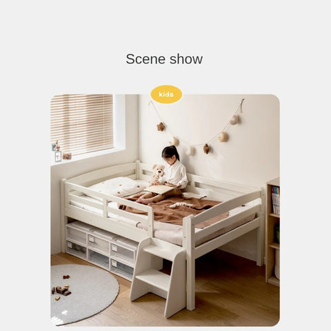 Oak solid wood single with guardrail bed