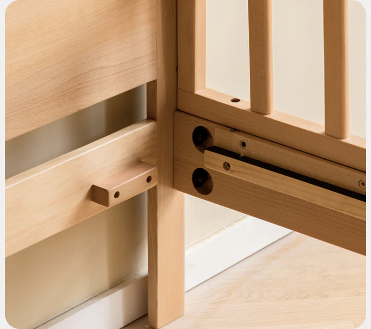Beech Solid Wood Children's Bed for Boys and Girls Spliced Bed with Guardrail<