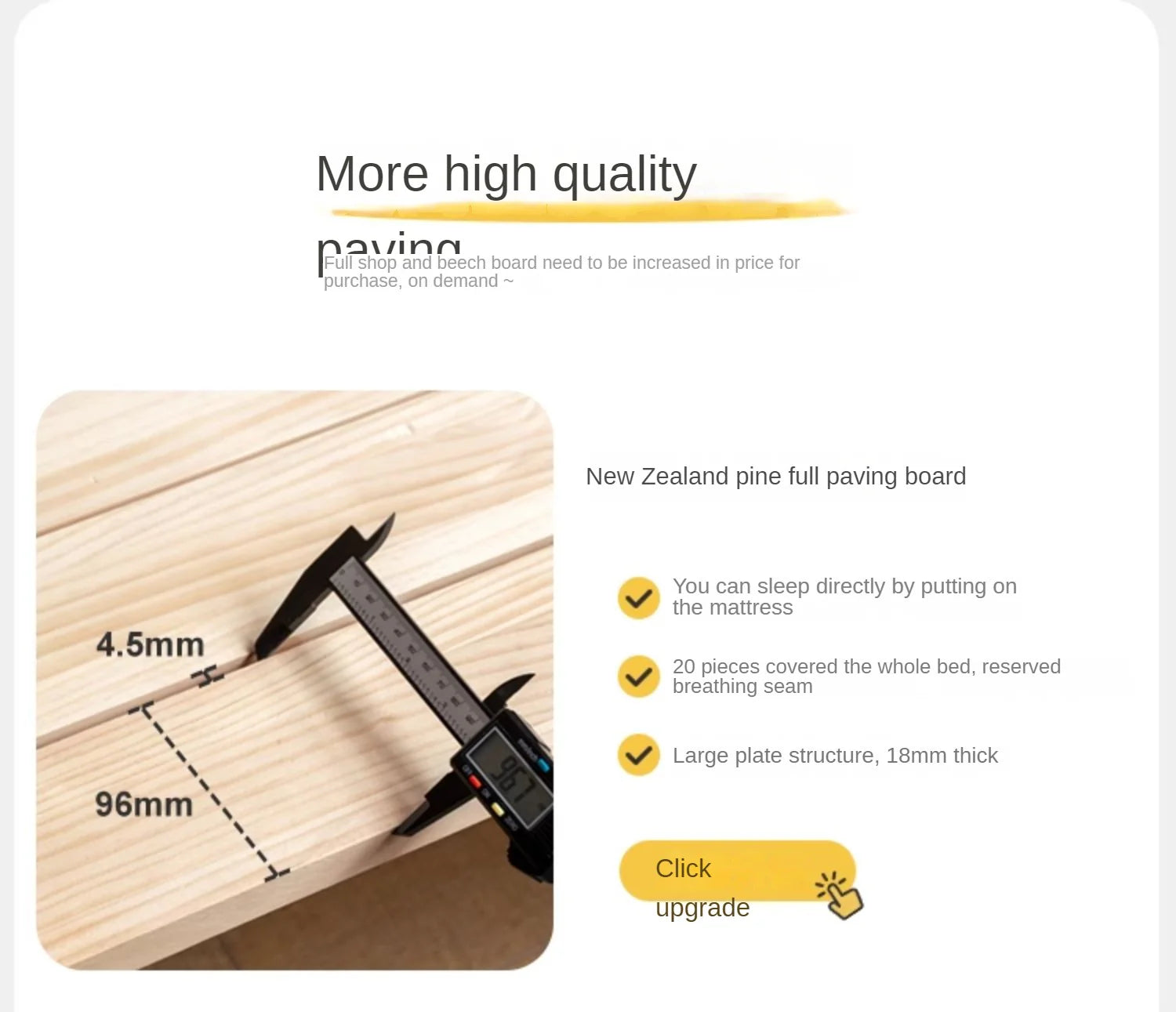 Beech Solid Wood Children's Bed for Boys and Girls Spliced Bed with Guardrail<