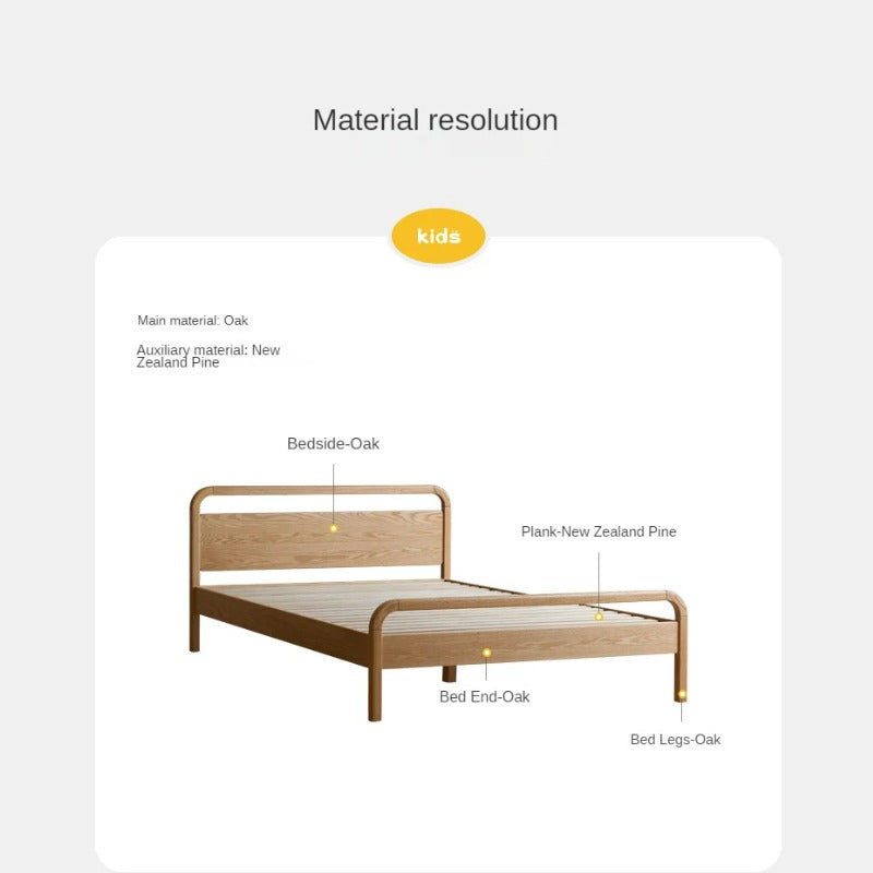Oak Solid Wood Children's Single Bed