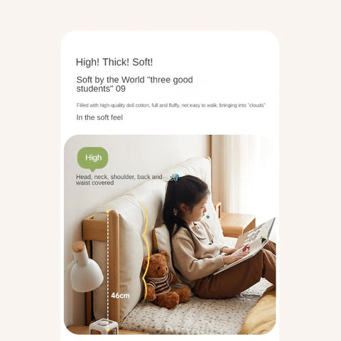 Beech Solid Wood Children's bed with organic leather<