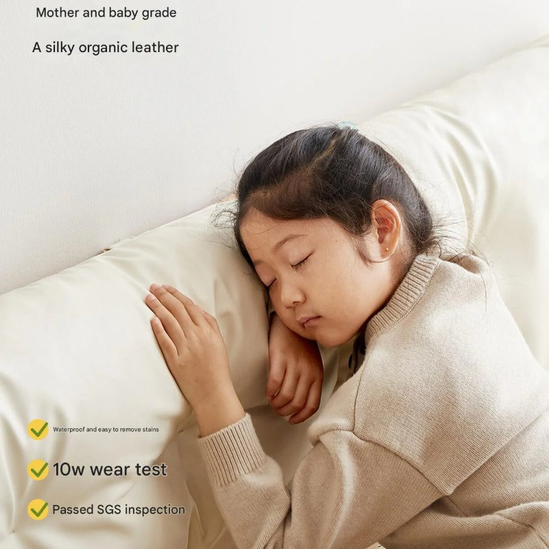 Beech Solid Wood Children's bed with organic leather<