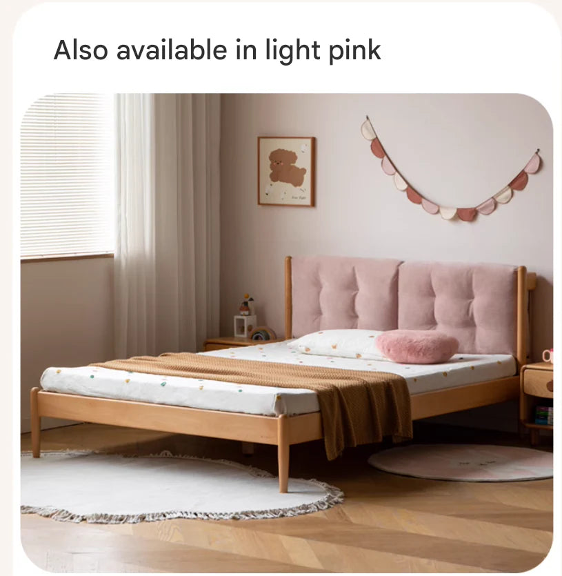 Beech Solid Wood Children's bed with organic leather<