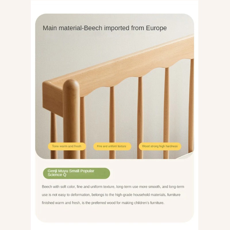 Beech Solid Wood Children's bed with organic leather<