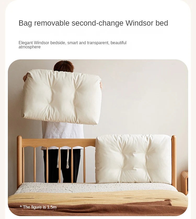 Beech Solid Wood Children's bed with organic leather<