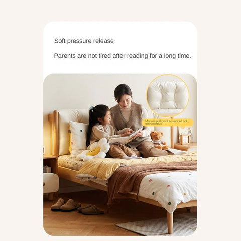 Beech Solid Wood Children's bed with organic leather<