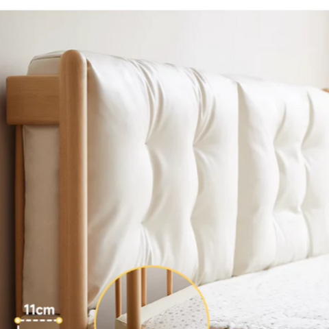 Beech Solid Wood Children's bed with organic leather<