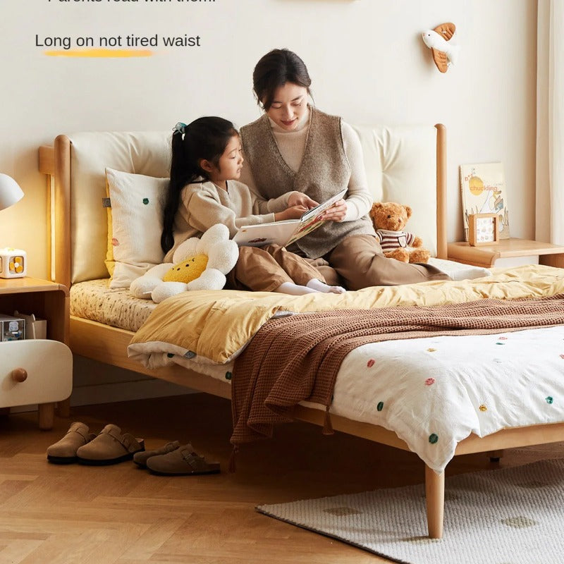Beech Solid Wood Children's bed with organic leather<