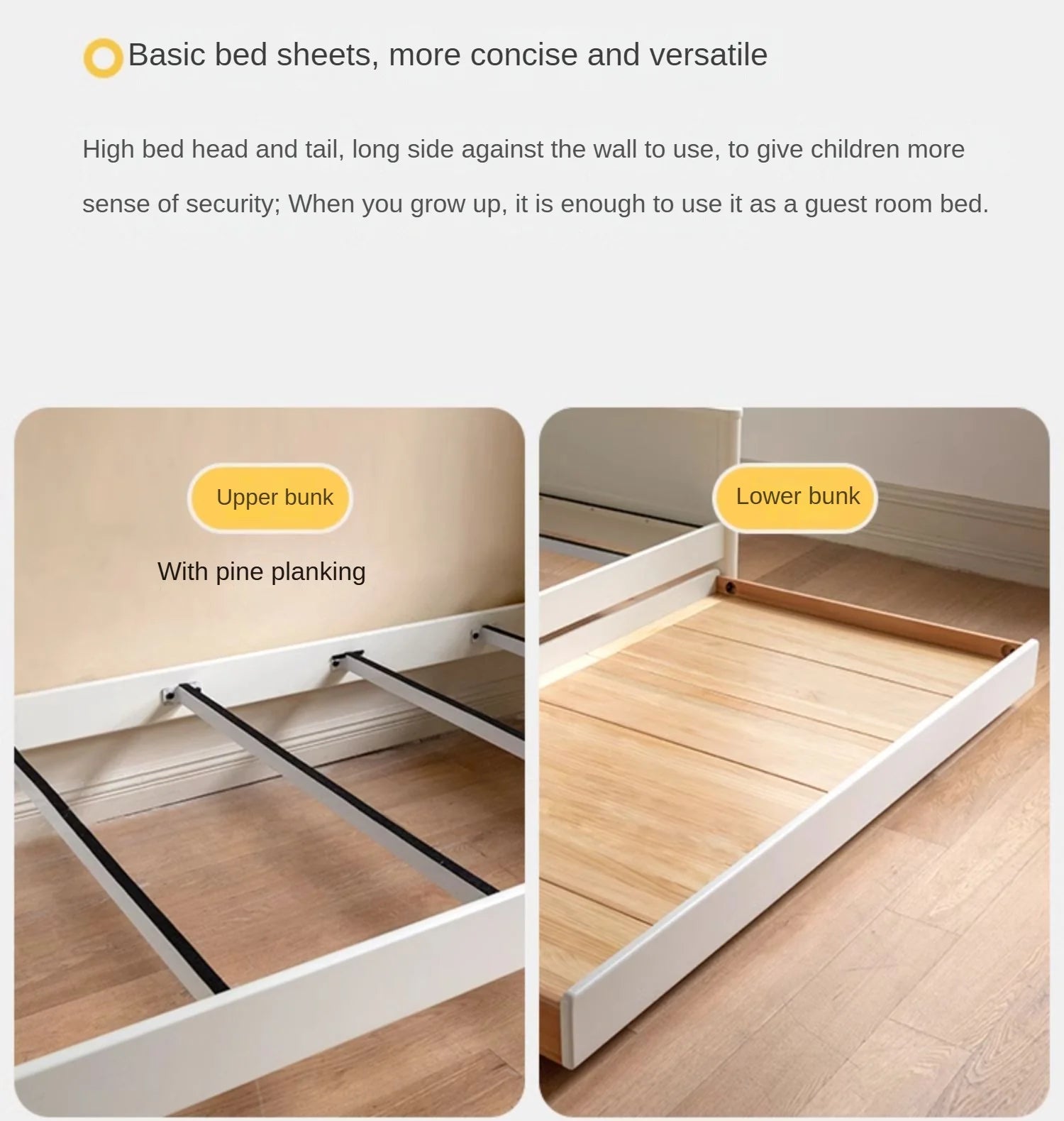 Poplar Solid Wood Children's Storage White Single Bed.