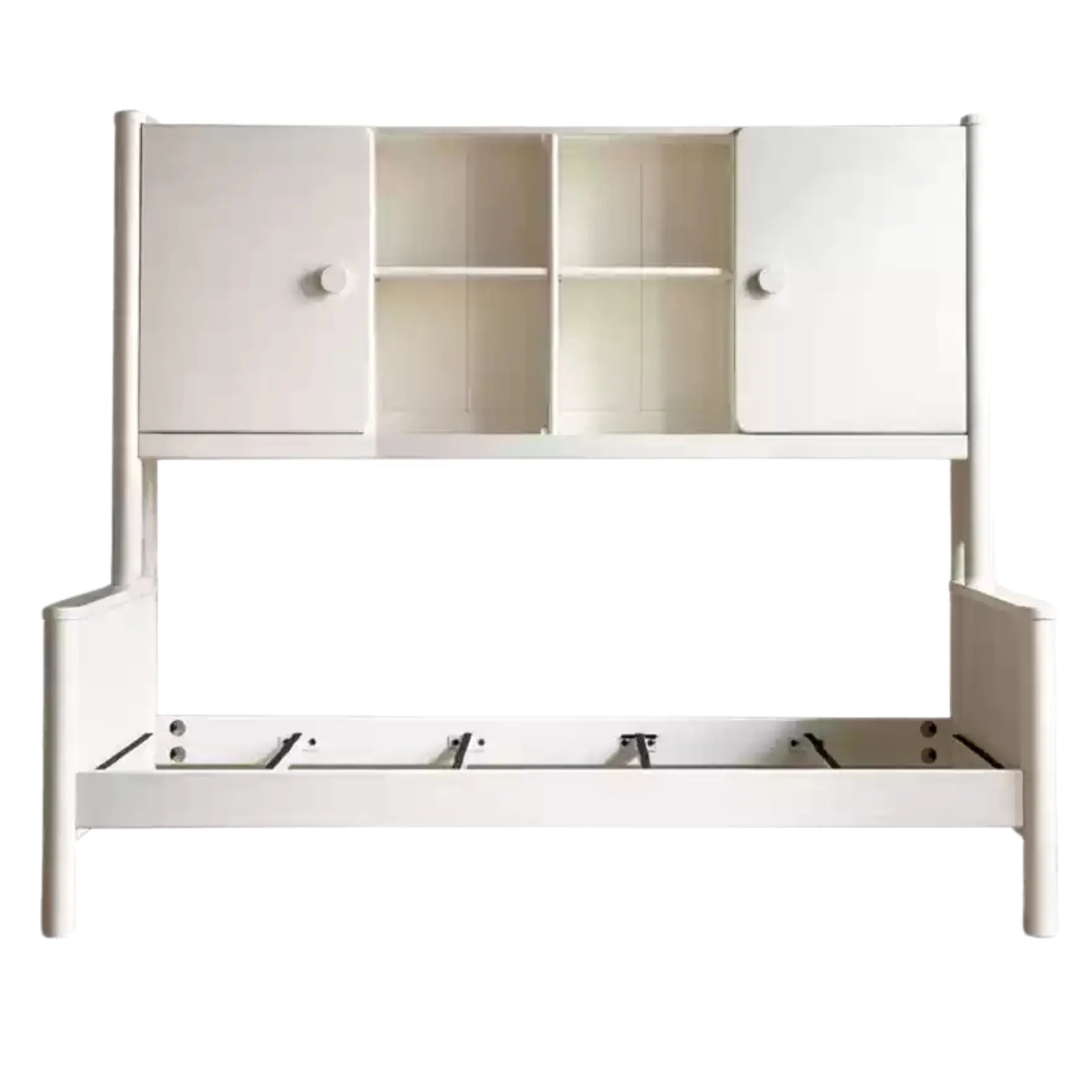 Poplar Solid Wood Children's Storage White Single Bed.