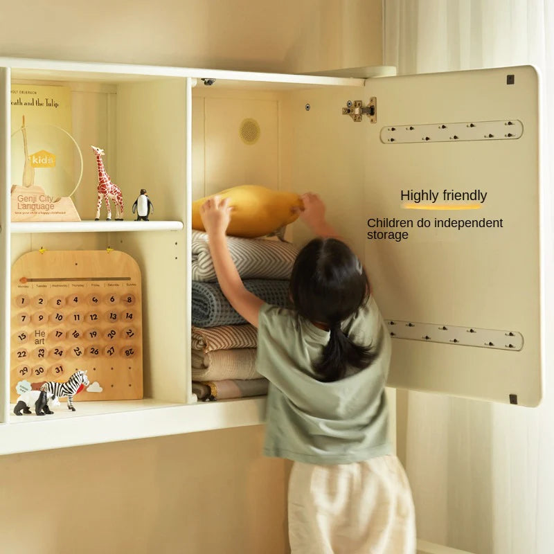 Poplar Solid Wood Children's Storage White Single Bed.