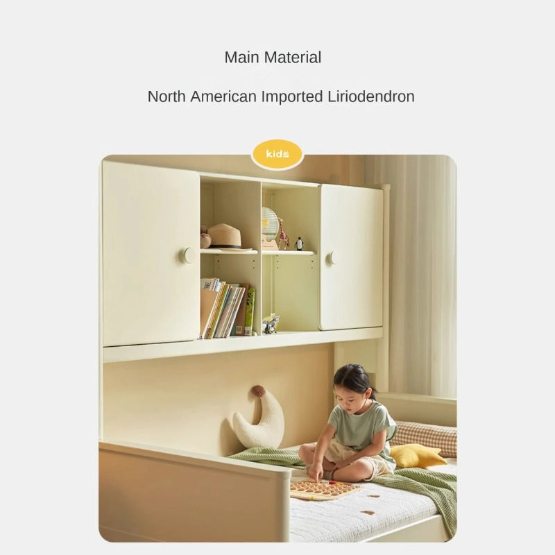 Poplar Solid Wood Children's Storage White Single Bed.