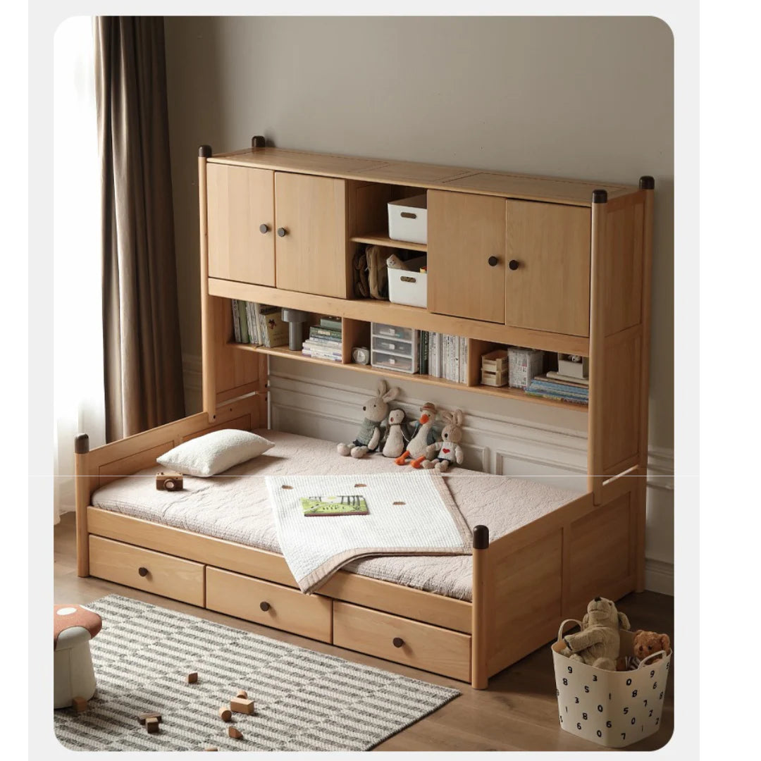 Oak solid wood Multi-function bed with storage