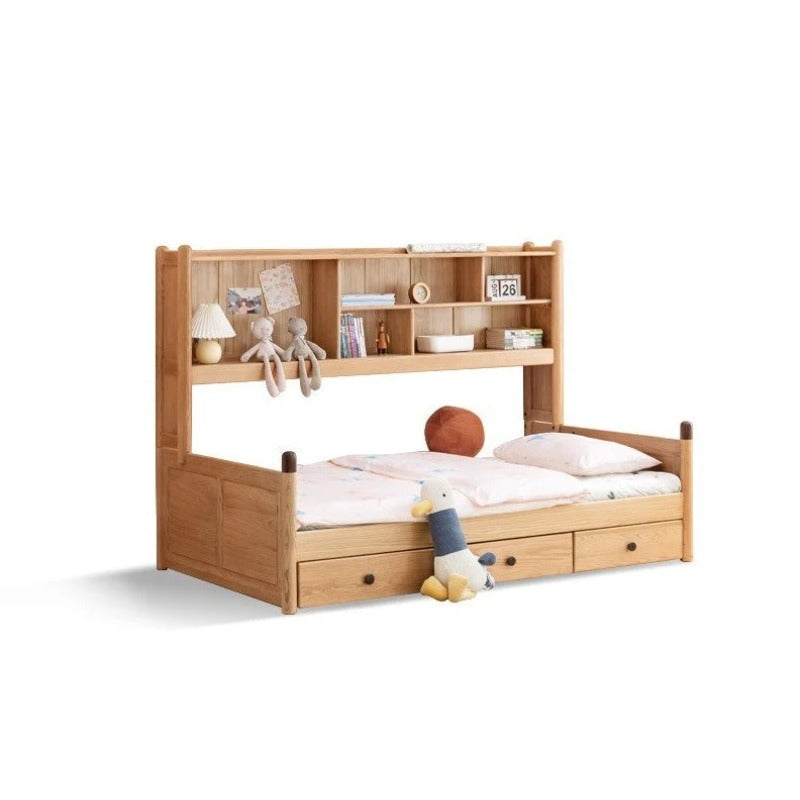 Oak solid wood Multi-function bed with storage