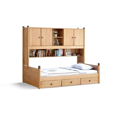 Oak solid wood Multi-function bed with storage