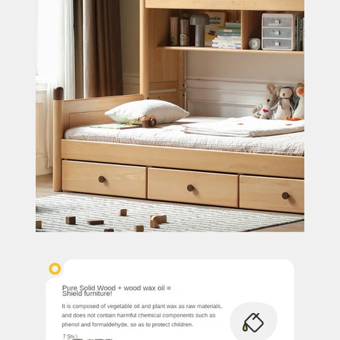 Oak solid wood Multi-function bed with storage
